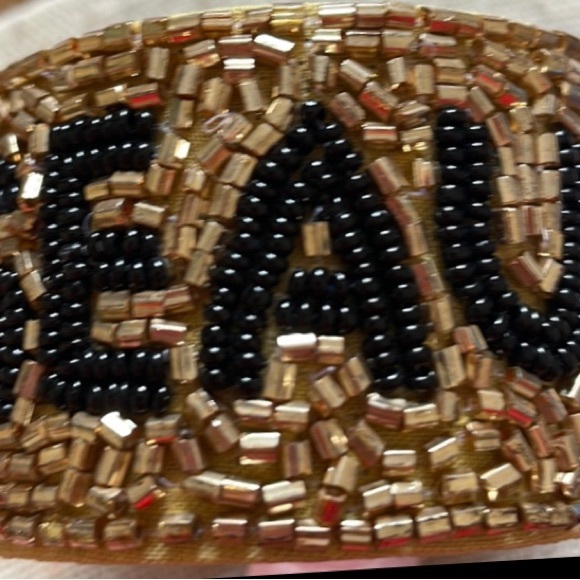 🎉🖤 LAST ONE! New Orleans Saints Game Day Beaded Geaux Saints Cuff Bracelet - Picture 4 of 6